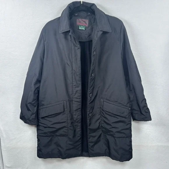 VTG Lauren Ralph Lauren Rain Jacket Black Trench‎ Coat Womens M Fleece Lined - Picture 7 of 10